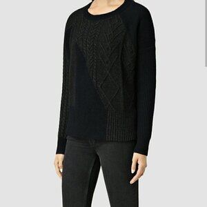 ALL Saints Cable Knit Link Jumper Wool Blend Sweater Size Medium